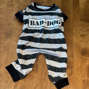 Striped Black and White 'Bad Dog' Onesie